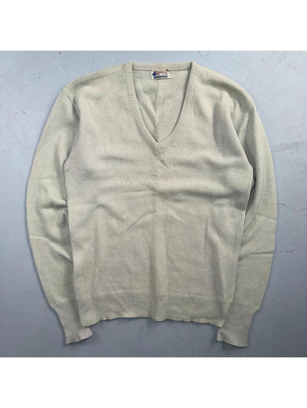 VTG 1940s 1950s Wool Fur Pullover Sweater Rockabilly Mens V Neck Lord Jeff
